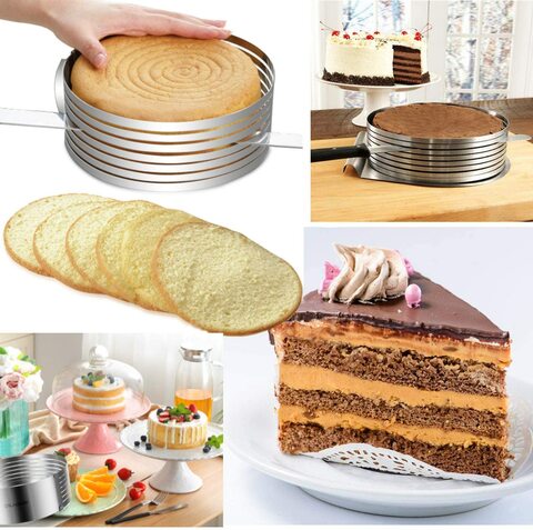 Cake Adjustable Stainless Steel Mousse Mould Layer Cake Slicer Kit