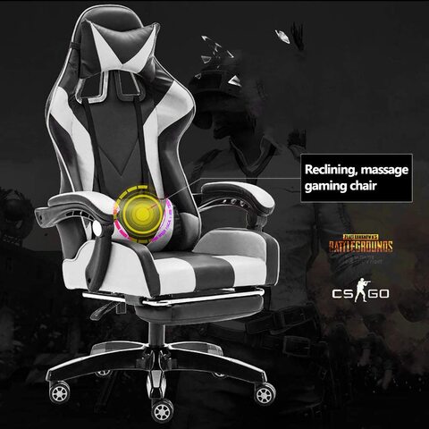 Massage gaming deals chair with footrest