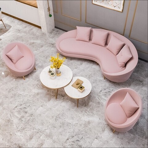 Pink fabric deals sofa