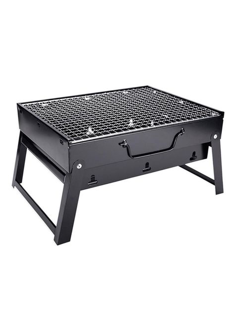 Generic Portable Barbeque Charcoal Grill Black/Silver 35x27.5centimeter