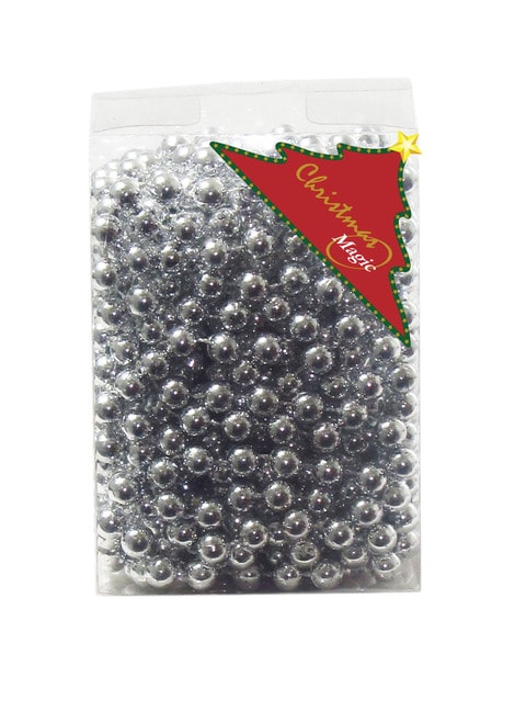 Christmas Magic Beads Garland- 10 m Length- Silver