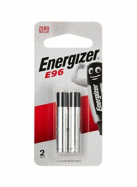 2-Piece E96 AAAA Alkaline Battery Set Silver/Black