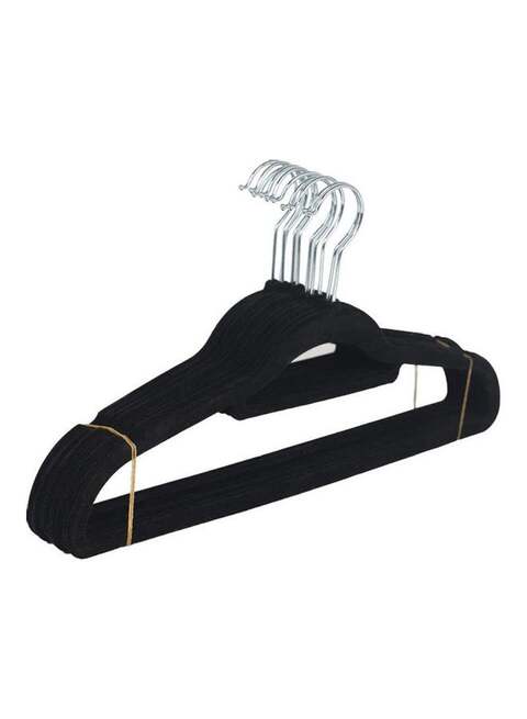 Yanek 100-Piece Non-Slip Velvet 360 Degree Swivel Hangers Set, Black, 40cm