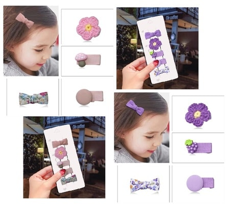 Aiwanto - 2 Set Hair Accessories For Baby Girl Bowknots Beautiful Hair Clips For Baby Girls (Purple &amp; Pink)
