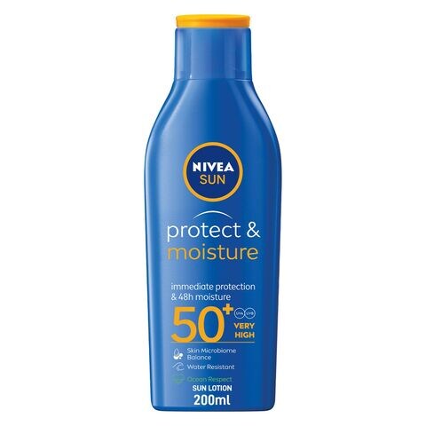 NIVEA SUN Lotion, UVA UVB Protection, Protect Moisture, SPF 50+, 200ml ...