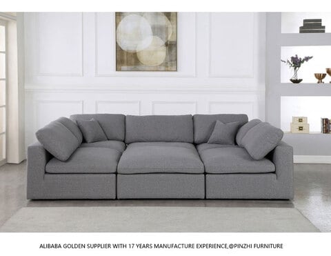 Modern Cloud Modular Living Room Sofas Set I U Shape Down Filled Overstuffed Reversible Sectional Corner Sofa