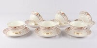 Lihan Latest Porcelain Bone China Dinner Sets(24 Pieces), Teapot/Teacup/Dish/Milk Phnompenh Gold White Dinnerware Set And Tableware Set Dishwasher Safe