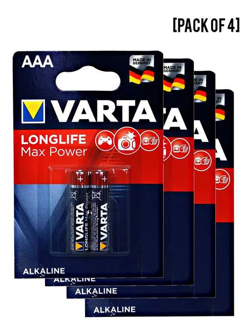 بطاريات Varta Longlife Max Power Micro AAA (2 وحدة) [عبوة من 4]