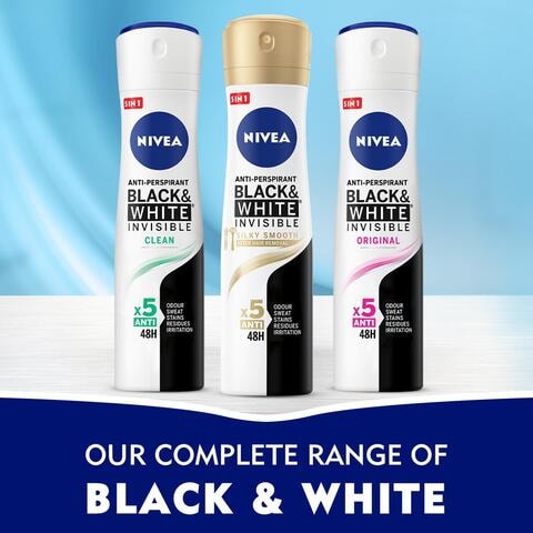 Nivea Antiperspirant Spray for WoMen  Black &amp; White Invisible Protection Clean 150ml
