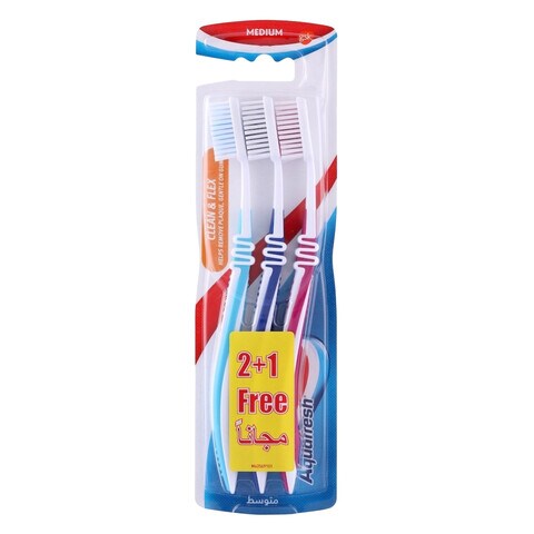 Buy Aquafresh Clean And Flex Toothbrush Medium 2 + 1 Piece Free Online ...