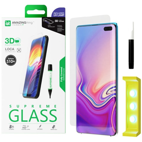 Amazing Thing Samsung Galaxy S10 PLUS Loca technology 3D Fully covered Curved Tempered Glass Screen Protector with UV Light