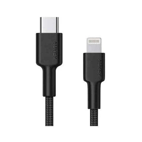 Aukey Cable Braided Nylon Sync USB-C To Lightning Cable 1.8M Black