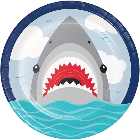Shark Party Dinner Plates 8.75in 8 pcs