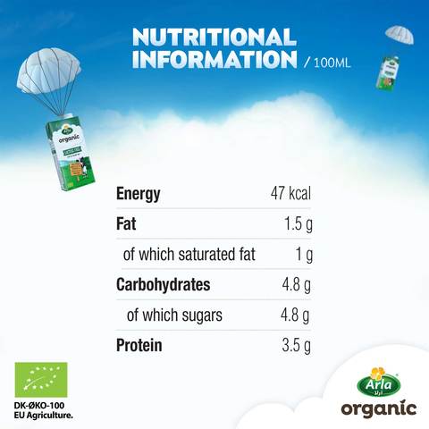 Arla Organic Milk Lactose-Free Low Fat 1L
