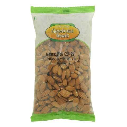 Buy Goodness Foods Raw Almonds 20-22 500g in UAE