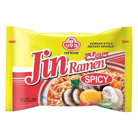 OTTOGI] Jin Ramen, Spicy Flavor - Korean Instant Ramen Noodle, Best Tasting  Soup Traditional Instant Ramen (120g) - 4 Pack 