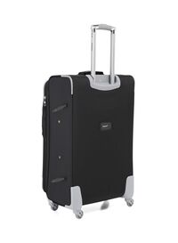 Senator Soft Shell Large Checked Luggage Trolley For Unisex Ultra Lightweight Expandable Suitcase With 4 Wheels LL003 Black