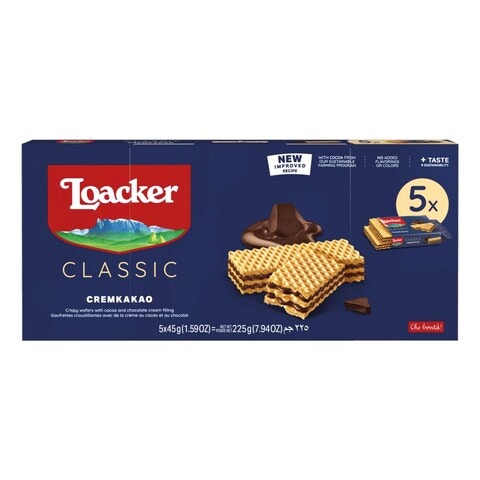 Loacker Classic Cremkakao Chocolate Wafers 45g Pack of 5