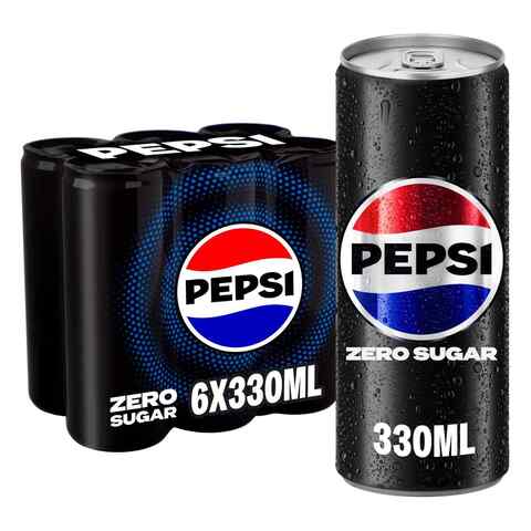 Buy Pepsi Zero Cola Beverage Cans 330ml Pack of 6 Online - Shop ...