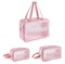 3-Pack Wash Bags Travel Toiletry Wash Bag In Leather, Tan 1, One Size(Pink Colors)