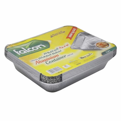 Falcon Rectangle Aluminium Container With Lid Silver 3.25L 10 PCS