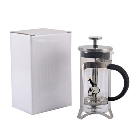 Biggdesign French Press Coffee and Tea Maker Borosilicate Glass Coffee Press Stainless Steel Filter Durable and Heat Resistant Silver (350 ml 11.8 oz 2 Cup)