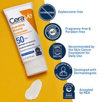 CeraVe 100% Mineral Sunscreen SPF 50, Face Sunscreen With Zinc Oxide &amp; Titanium Dioxide For Sensitive Skin, With Hyaluronic Acid, Niacinamide, And Ceramides, 2.5 Oz