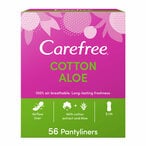 Buy Carefree Cotton Aloe Regular Size Panty Liners White 56 count in Saudi Arabia