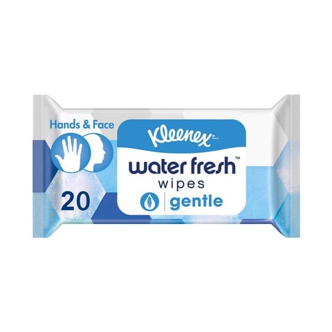 Kleenex Water Fresh Hand And Face Gentle Wet Wipes White 20 count