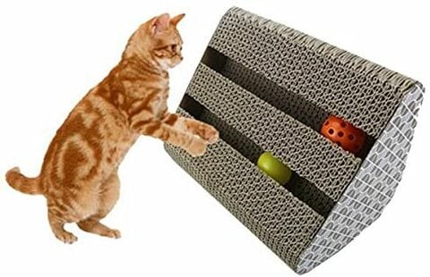 Buy Generic Cat Toy Kitty Scratcher Catnip Scratch Board Incline Scratcher Kitty Toy With Bell Ball in UAE