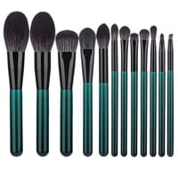 Deo King Makeup Brush Set Dark Green - 12-Piece