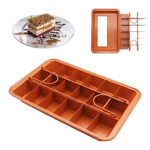 Decdeal - Brownie Pan with Dividers Non-stick Divided Brownie Pan with Removable Loose Bottom Baking Mold Pastry Baking Tool for Birthday Cake Party Dessert Restaurant Kitchen Gadgets Dishwasher Safe