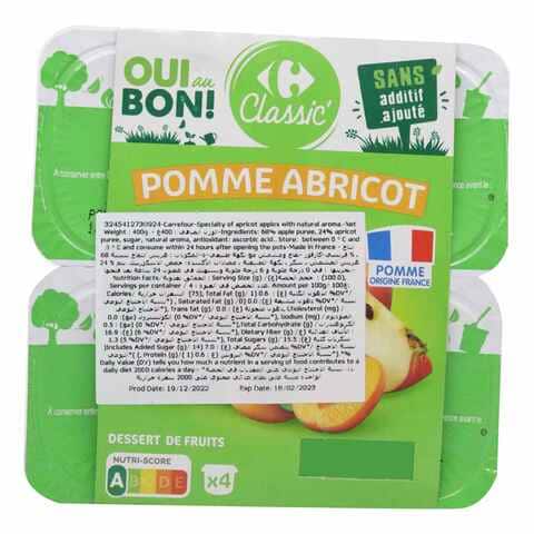 Carrefour Classic Apple And Apricot Fruit Dessert 100g Pack of 4