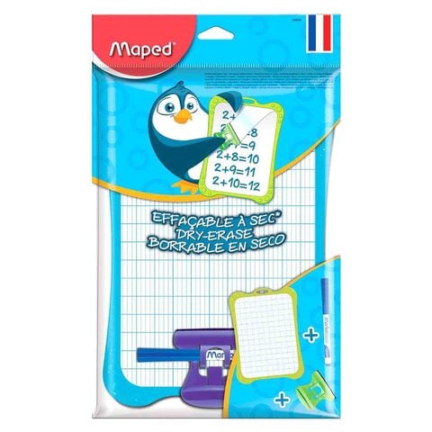 Maped Dry Erase Whiteboard with Clip and Marker Multicolour