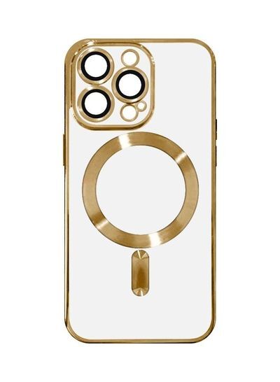 iPhone 13 Pro Max Clear Case with MagSafe Wireless Charging Compatible Back Cover with Electroplating Shockproof Frame Gold