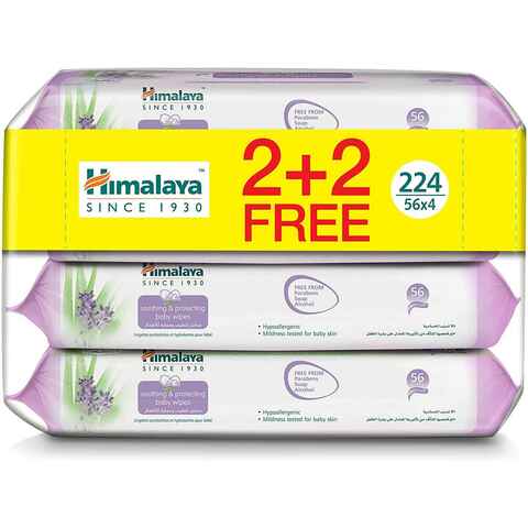 Himalaya Baby Wipes Soothing And Protecting White 56 Wipes Pack of 4