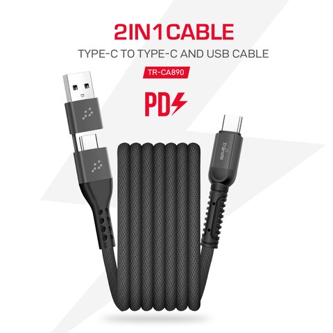 Trands 2 in 1 18W Type-C to Type-C and USB Cable TR-CA890
