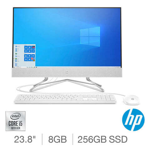 HP All in One 23.8 inch FHD Display  Desktop PC df0026na, Intel i5-10400T, 256GB SSD, 8GB RAM, Intel UHD Graphics 630, Windows 11 Home, USB wired keyboard and mouse - White