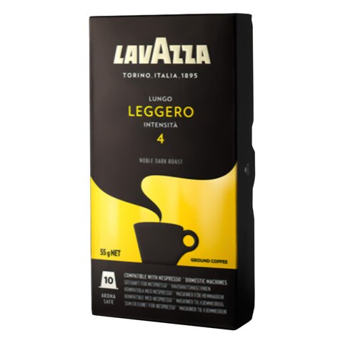 Lavazza Lungo Leggero Intensita 4 Noble Dark Roast Ground Coffee Capsule 55g