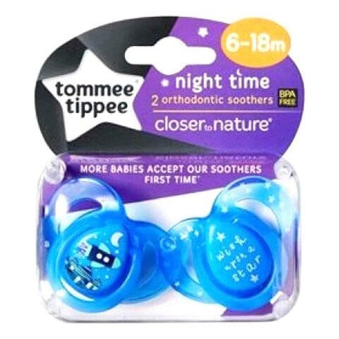 Tommee Tippee Closer To Nature Night Time Soother TT43336264 Blue Pack of 2