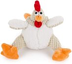 اشتري Godog Checkers Fat White Rooster With Chew Guard Technology Durable Plush Squeaker Dog Toy, White, Small في الامارات