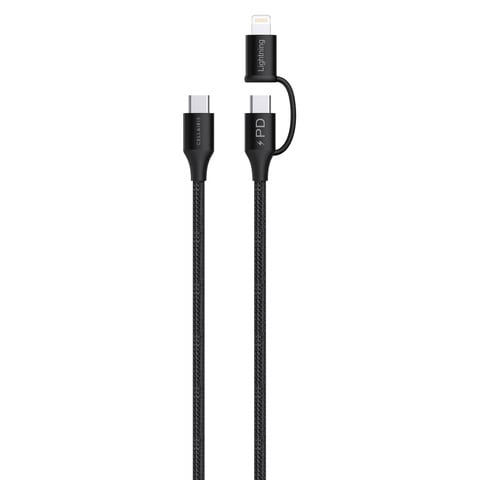 Cellairis 2-In-1 USB Type-C To Lightning Port Data Sync Charging Cable Black