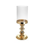 Buy AlHoora,10*10*H30cm Gold Turkish Moroccan Arabic Design Candle Stand With Glass Candle Holder With Box in UAE