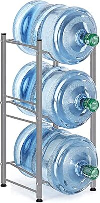 Water Bottle Storage Rack, 3-Tier Water Cooler Jug Rack Stainless Steel 5 Gallon Water Bottle Holder Heavy Duty Stackable Water Storage Shelves Organizer