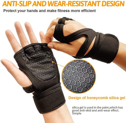 Cross Training Gloves with Wrist Support for Fitness, WOD, Weightlifting,  Gym Workout & Powerlifting - Silicone Padding to Avoid Calluses - Suits  Both