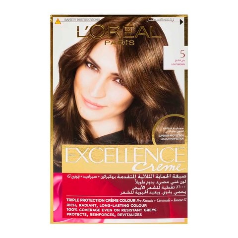 Buy L'Oreal Paris Excellence Creme Hair Color - 5 Light Brown Online - Shop  Beauty & Personal Care on Carrefour Egypt