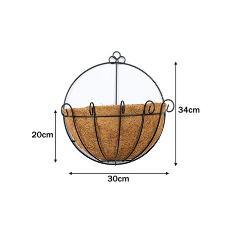LINGWEI Flower Planter Iron Made Wall Hanging Liner Coconut Palm Metal Hanging Baskets Planting Vase Basket Wall Planter Half Round Flower Pot Container Large