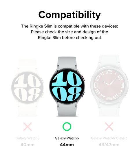 Ringke Samsung Galaxy Watch 6 44mm Case, Slim Series, Clear + Dark Chrome