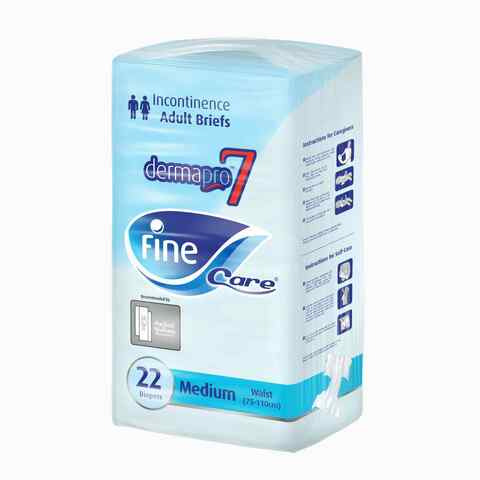 Fine Care Incontinence Unisex Briefs, Disposable and Highly Absorbent, Size Medium, Waist (75-110 cm), Pack of 22 Adult Diapers