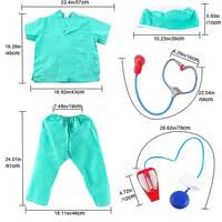 FITTO Kids Doctor Surgeon Costume Doctor Scrubs Set with Accessories, Pretend Dress up Role Play, Green